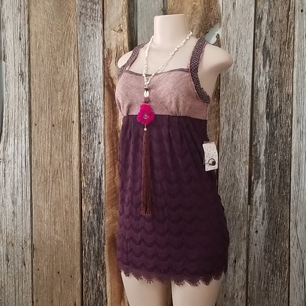 NEW! NWT! FREE PEOPLE BEADED LACE DRESS/LONG TOP!
